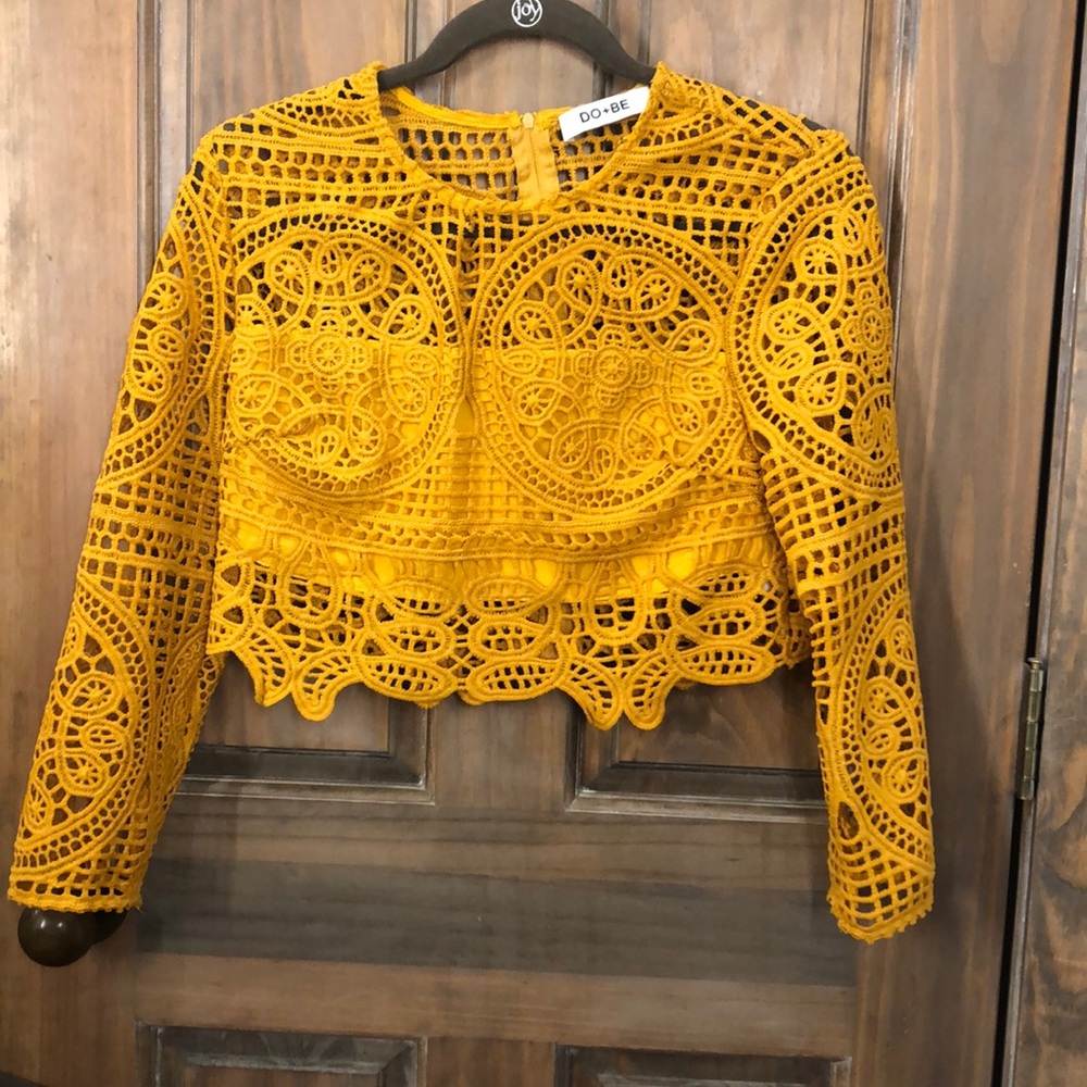 Lace yellow crop top